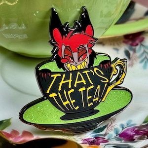 Teacup Alastor Hard Enamel Glitter Pin Hazbin Hotel — That’s the Tea!