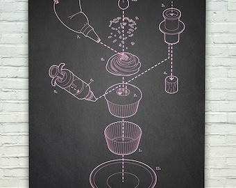 Exploded Cupcake Art Print Poster