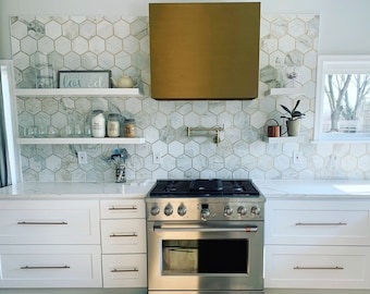 36" Gold Square Hood Vent Custom Color 3 Speed fan with LEDs