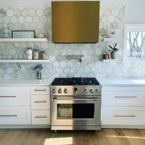 Gold Range Hood 30 Square Hood 3 Speed Fan With Leds Etsy