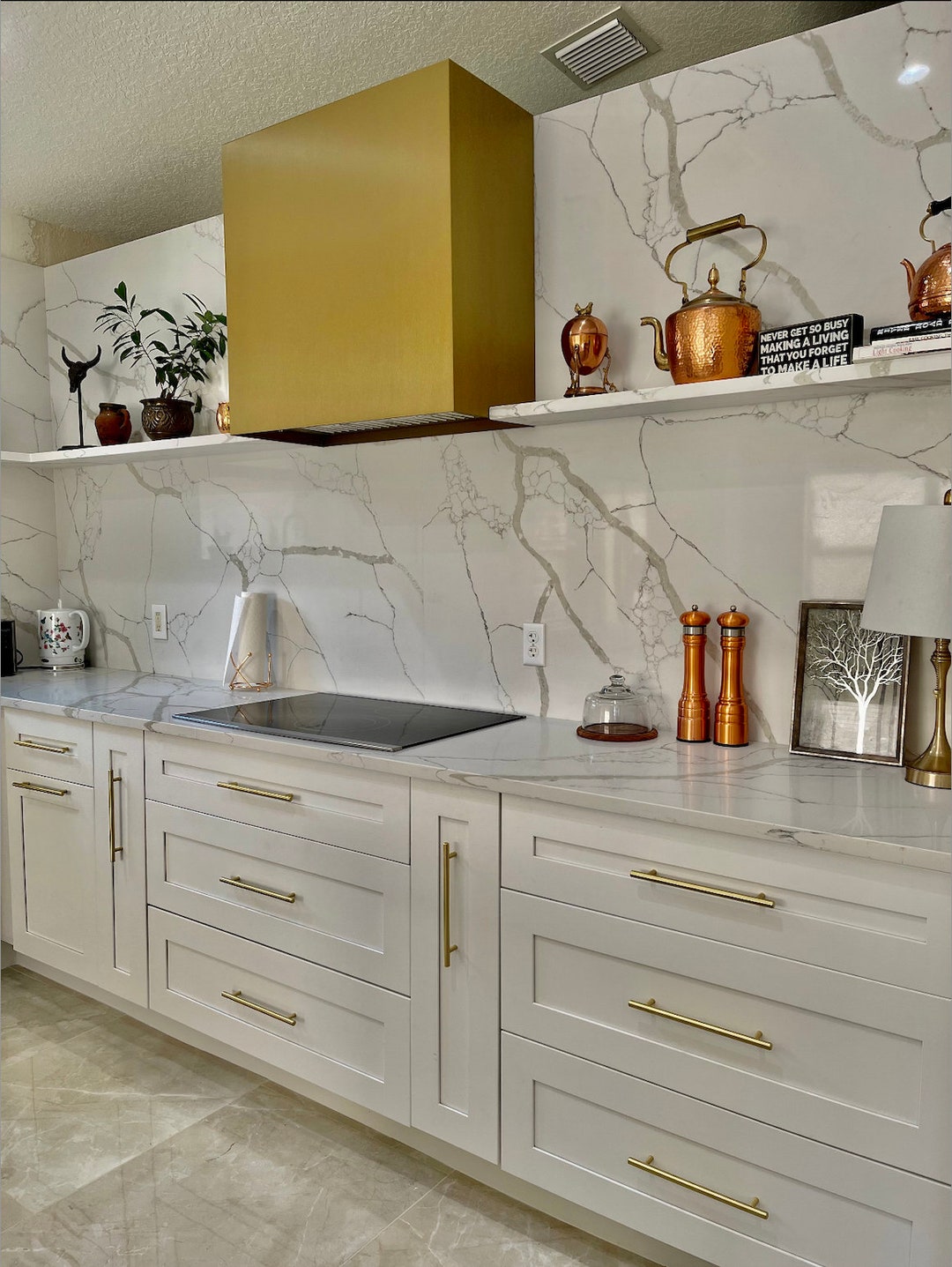 36 Brushed Gold Square Hood Vent Custom Color 3 Speed Fan With Leds Etsy