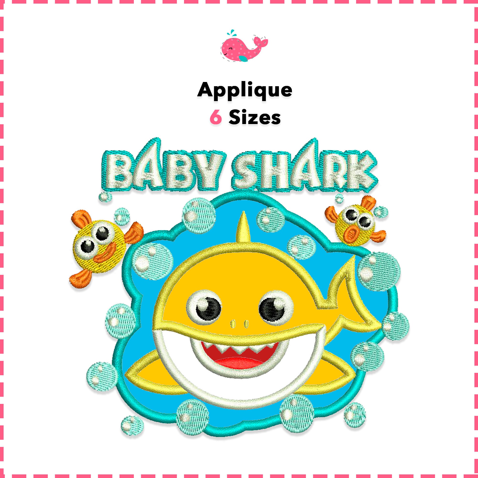 Applique Yellow Baby Shark. Machine Embroidery Applique Etsy