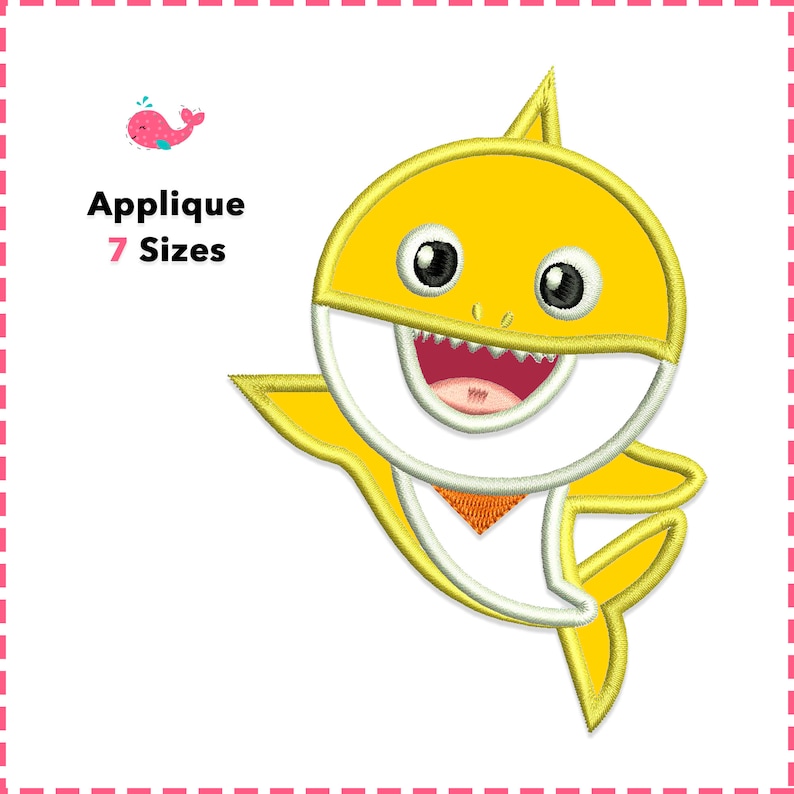 Applique Baby Shark. Machine Embroidery Applique Design. | Etsy