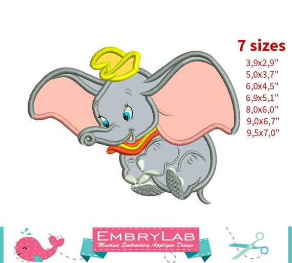 Applique Dumbo Bebe Elefante Diseno De Apliques De Bordado De Etsy