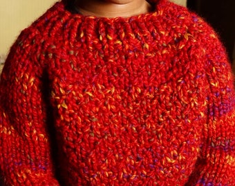 Chunky Knit Kids Raglan Sweater Pattern, Beginner Friendly (PDF Pattern)