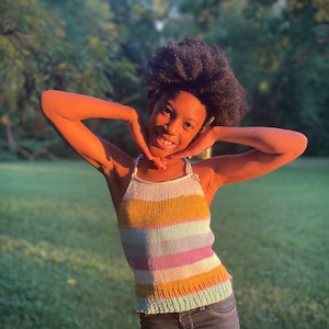 Nia Breeze Top Knitting Pattern, Knit crop top, Knit halter top, Knit summer top, Knit racer back top
