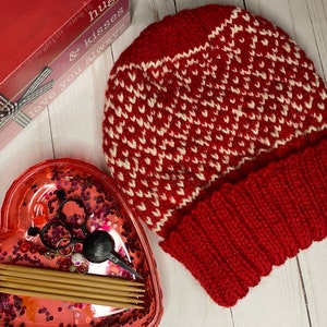 My Heart Beanie KNITTING PATTERN, Valentine&#39;s Day Knit Beanie, Knit Hat, Valentine&#39;s Day Craft, Knit Hat Gift, Heart Beanie