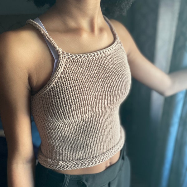 Aria Tank Top KNITTING PATTERN, Kids Knitting Pattern, Crop Top, Halter Top, Summer Top, Knit, Handmade, Written Instructions