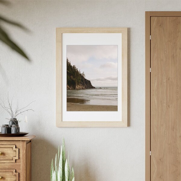 Oregon Coast print Short Sand Beach film photography Coastal wall art 35mm film print Neutral nature print Minimal wall art Overcast ocean