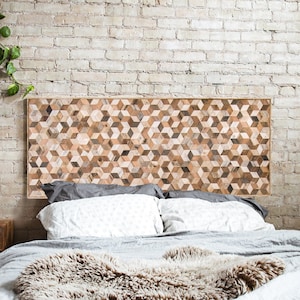 Reclaimed Wood Wall Art, Wood Wall Decor, Geometric Pattern, Queen Headboard, Large Wall Art, Wood Wall Art, Minimalist Modern Art 60 x 24