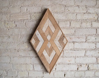 Reclaimed Wood Wall Art | Wood Decor  | Reclaimed Wood | Wood Art | Rustic Geometric| Wood Decor | Handmade | Diamond Decor | Wall Decor |