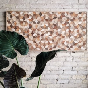 Reclaimed Wood Wall Art, Wood Wall Decor, Geometric Pattern, Queen Headboard, Large Wall Art, Wood Wall Art, Minimalist Modern Art 60 x 24 image 7