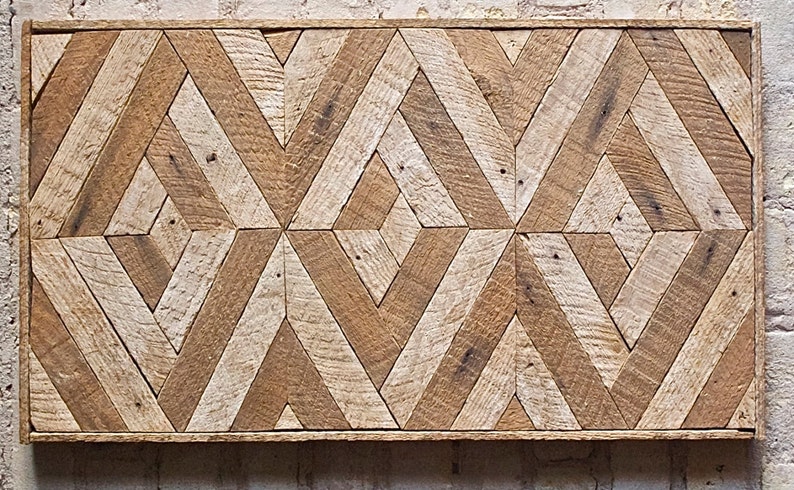 Reclaimed Wood Wall Art, Lath, Decor,Pattern, 3D, Geometric, Chevron Black Friday Sale image 2