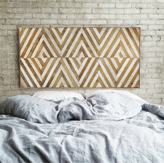 Wood Wall Art | Reclaimed Wood Wall Art | Queen Headboard | Wood Headboard | Geometric Wood Art | Large Art | Wood Wall Decor | Wood Decor