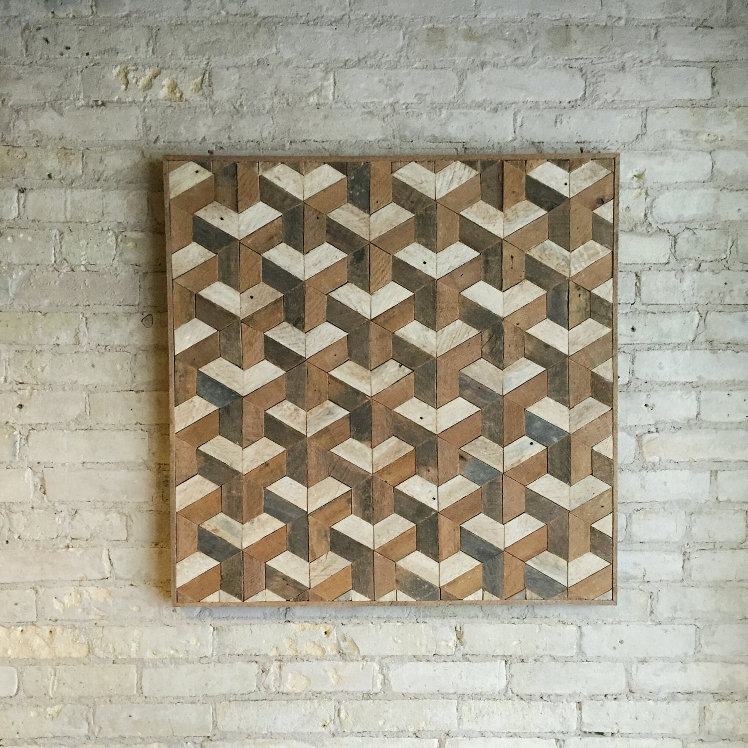 Reclaimed Wood Wall Art Wood Wall Art Tessellation Wood Wall