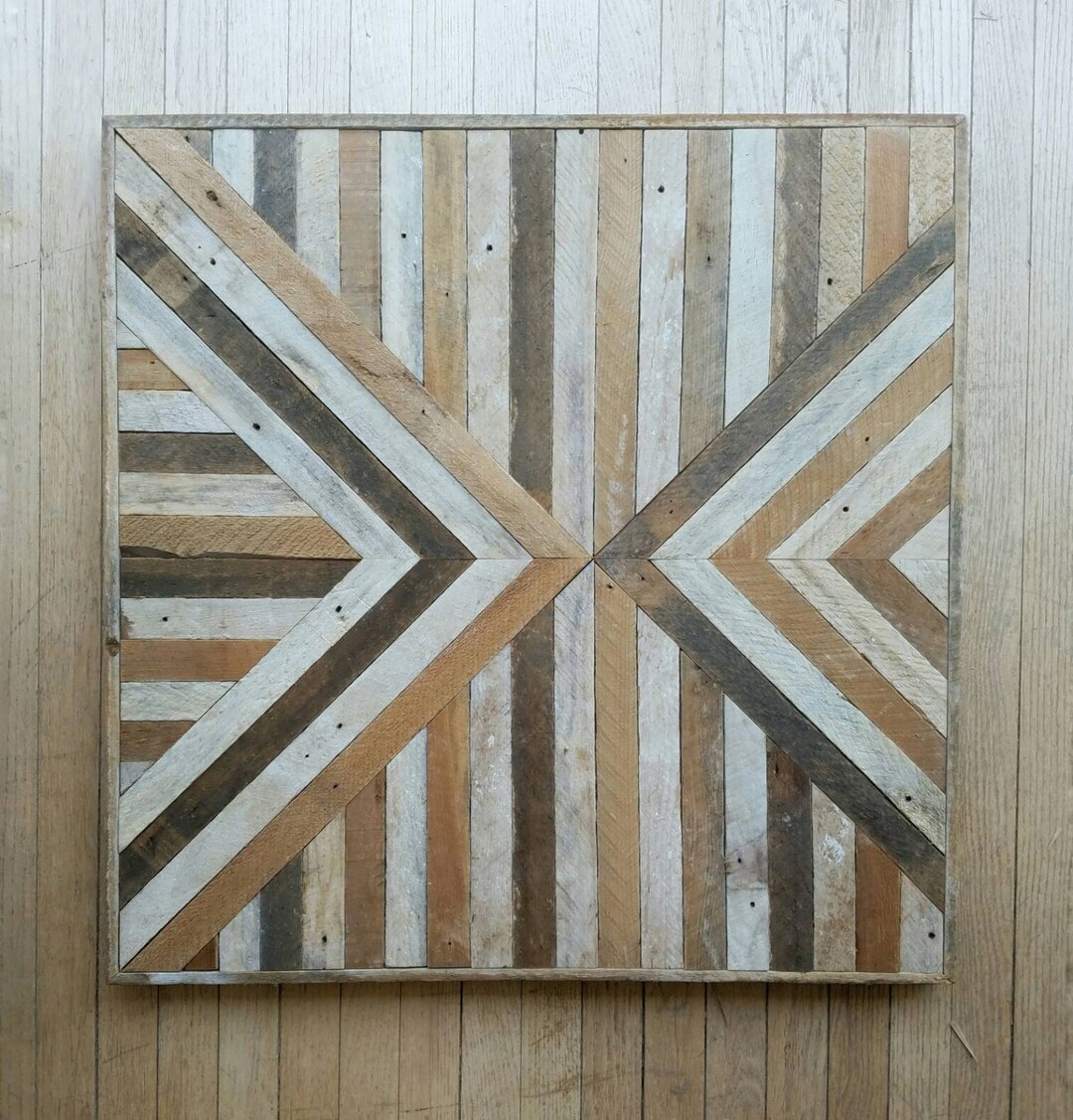 Reclaimed Wood, Wall Art, Geometric, Pattern, Triangle, Inverted, Lath
