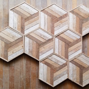 Wood Wall Art, Reclaimed Wood Wall Art, Wood Decor, Wood Wall Decor, Modern Wood Art, Cube Art, Wood Wall Decor, Rustic Decor, Geometric Art image 2