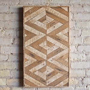 Reclaimed Wood Wall Art, Lath, Decor,Pattern, 3D, Geometric, Chevron Black Friday Sale image 1