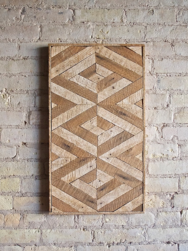 Reclaimed Wood Wall Art, Lath, Decor,Pattern, 3D, Geometric, Chevron Black Friday Sale image 1