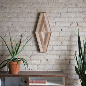 Reclaimed Wood Wall Art Wood Decor Reclaimed Wood Wood Art Rustic Geometric Wood Decor Handmade Diamond Mid Century Modern image 4