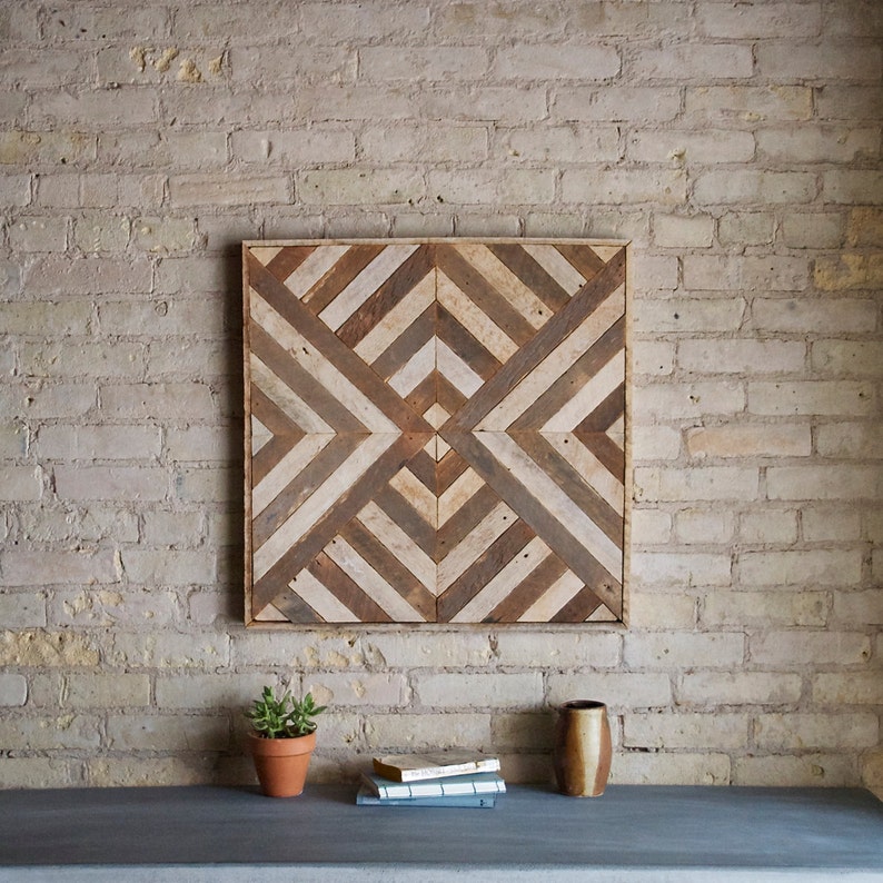 Reclaimed Wood Wall Art, Decor, Lath, Triangle Diamond Geometric Black Friday Sale image 4