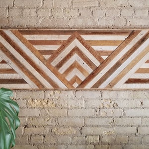 Reclaimed Wood Wall Art, Queen Headboard, Wood Wall Decor, Geometric Triangle Pattern, 60 x 18, Wood Headboard, Wood Wall Art, Rustic Art image 5