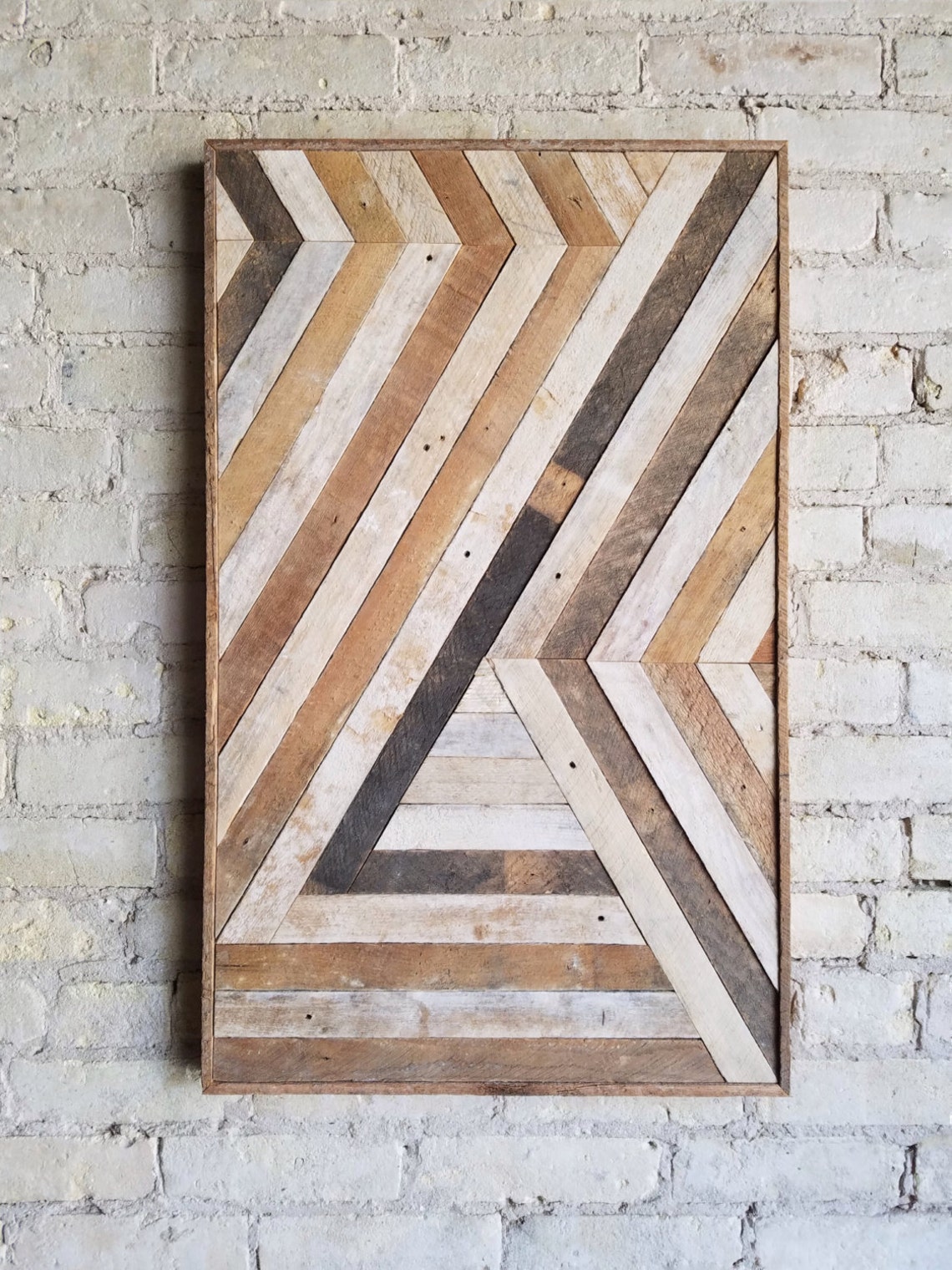 Reclaimed Wood Wall Art Wall Decor Abstract Chevron - Etsy
