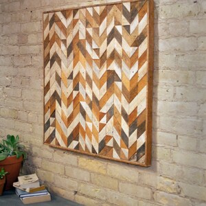 Reclaimed Wood Wall Art, Lath, Pattern, Chevron Black Friday Sale image 4