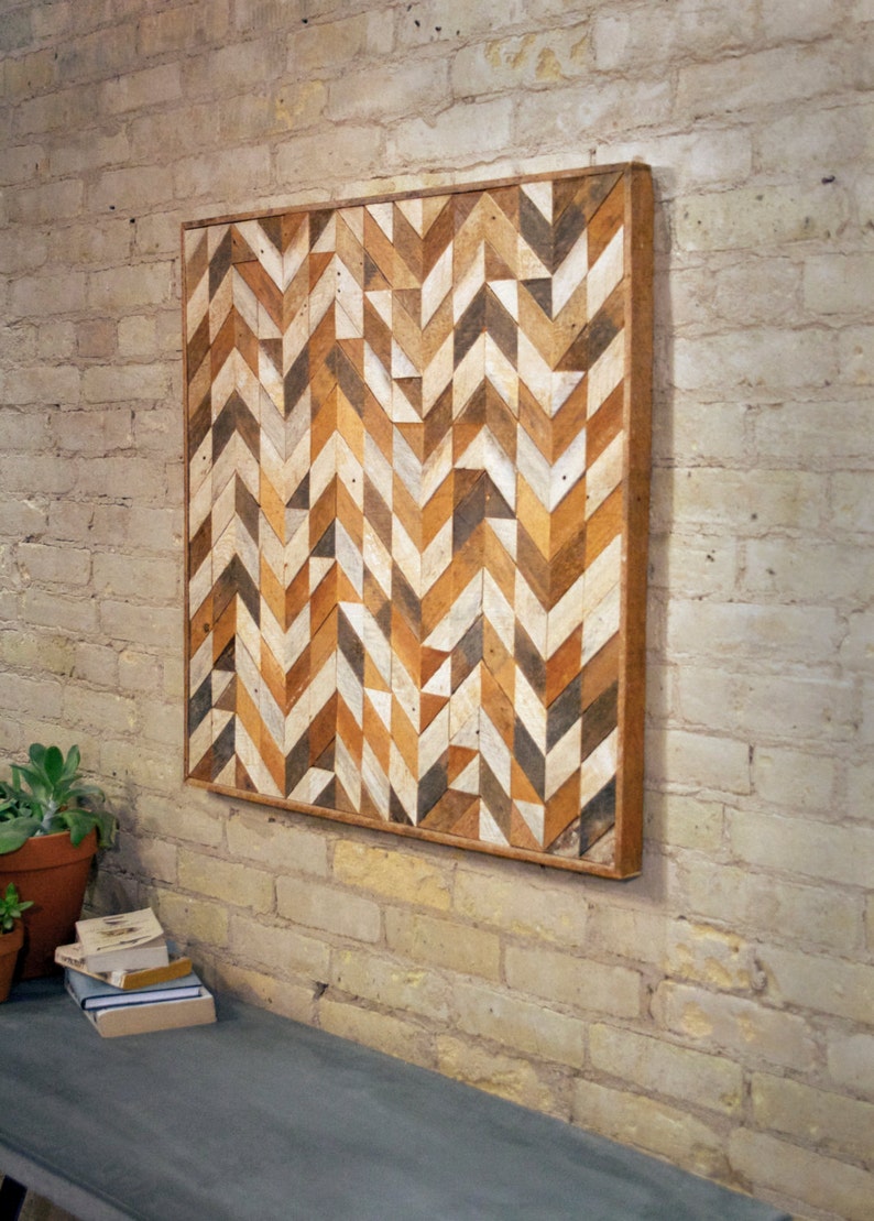 Reclaimed Wood Wall Art, Lath, Pattern, Chevron Black Friday Sale image 4