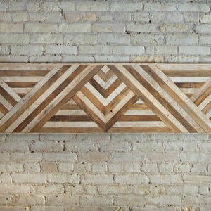 Reclaimed Wood Wall Art, Queen Headboard, Wood Wall Decor, Geometric Triangle Pattern, 60 x 18, Wood Headboard, Wood Wall Art, Rustic Art image 4
