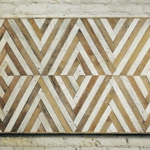 Wood Wall Art Reclaimed Wood Wall Art Queen Headboard Wood Headboard Geometric Wood Art Large Art Wood Wall Decor Wood Decor image 3