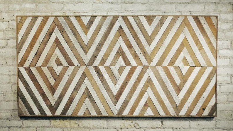 Wood Wall Art Reclaimed Wood Wall Art Queen Headboard Wood Headboard Geometric Wood Art Large Art Wood Wall Decor Wood Decor image 3