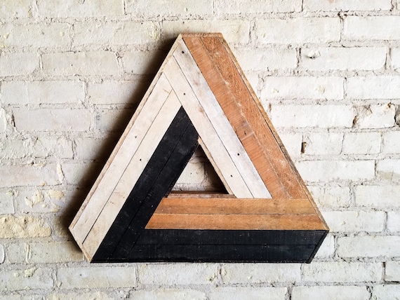 Wood Wall Art, Reclaimed Wood Wall Art, Wood Decor, Wood Art, Wall Art, Wall Decor, Modern Wood Art, Penrose Triangle, Geometric Pattern,