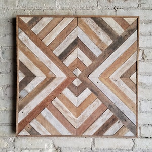 Reclaimed Wood Wall Art, Decor, Lath, Triangle Diamond Geometric Black Friday Sale image 2