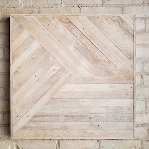 Reclaimed Wood Wall Art, Decor, Lath, Pattern, Geometric, Monochromatic, 24x24 Black Friday Sale