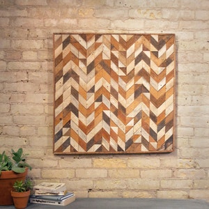 Reclaimed Wood Wall Art, Lath, Pattern, Chevron Black Friday Sale image 2
