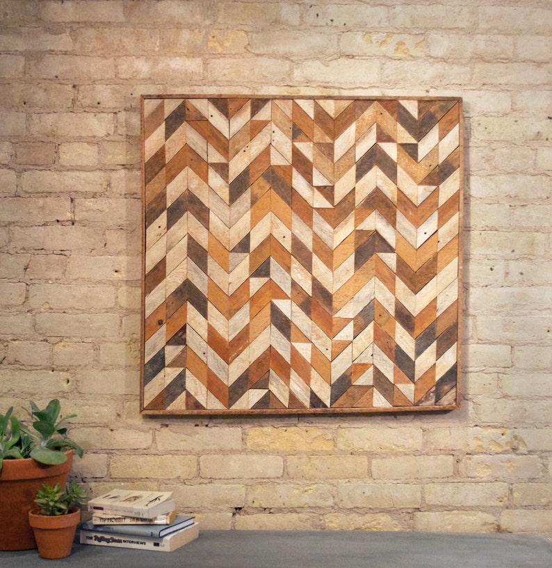 Reclaimed Wood Wall Art, Lath, Pattern, Chevron Black Friday Sale image 2