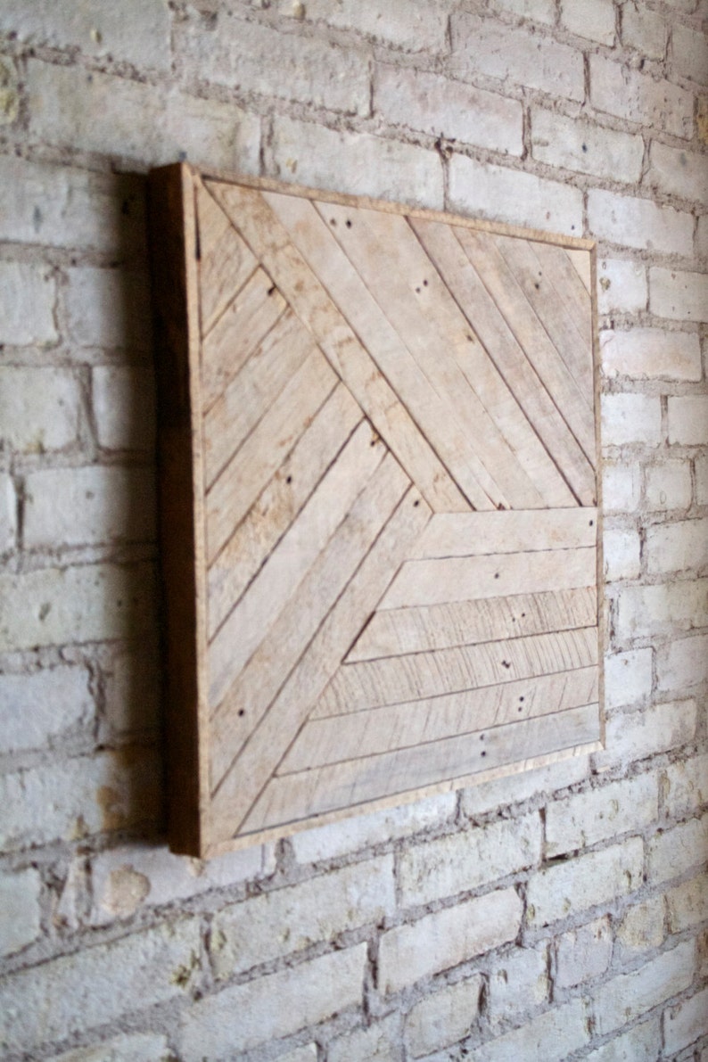 Reclaimed Wood Wall Art Decor Lath Pattern Geometric Etsy