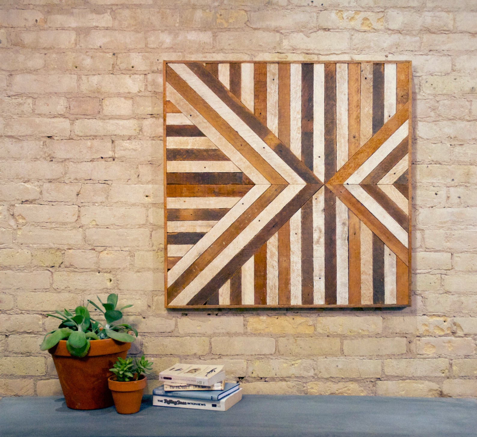 Reclaimed Wood, Wall Art, Geometric, Pattern, Triangle, Inverted, Lath