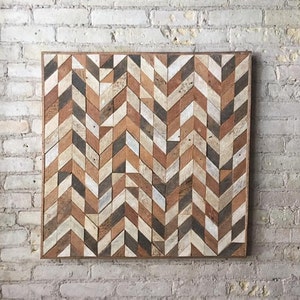 Reclaimed Wood Wall Art, Lath, Pattern, Chevron Black Friday Sale image 1