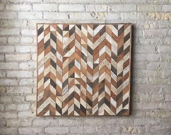 Reclaimed Wood Wall Art, Lath, Pattern, Chevron Black Friday Sale