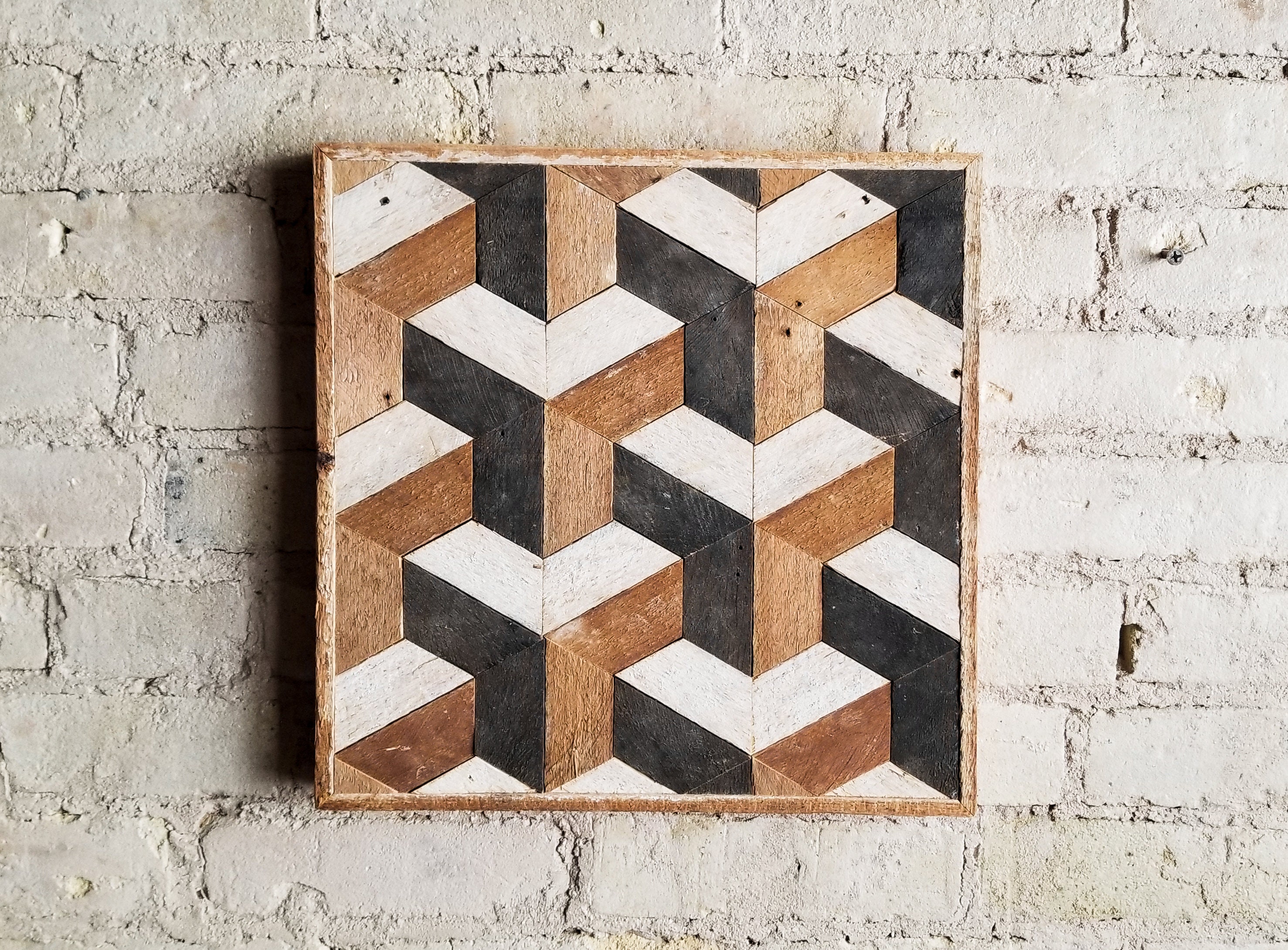 Reclaimed Wood Wall Art Wood Wall Art Wood Decor Geometric Wood