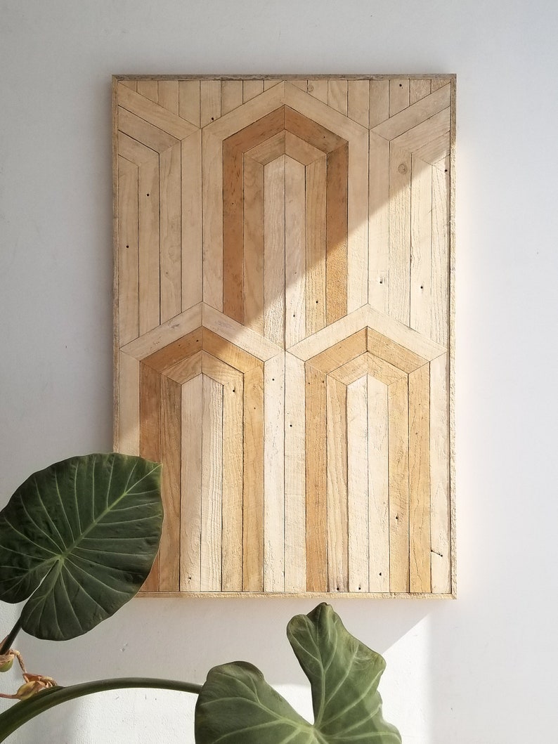 Reclaimed Wood Wall Art Wood Wall Art Wood Decor Art Deco Neutral Art Rustic Wood Art Modern Wall Art Large Wood Art 36x24 image 2