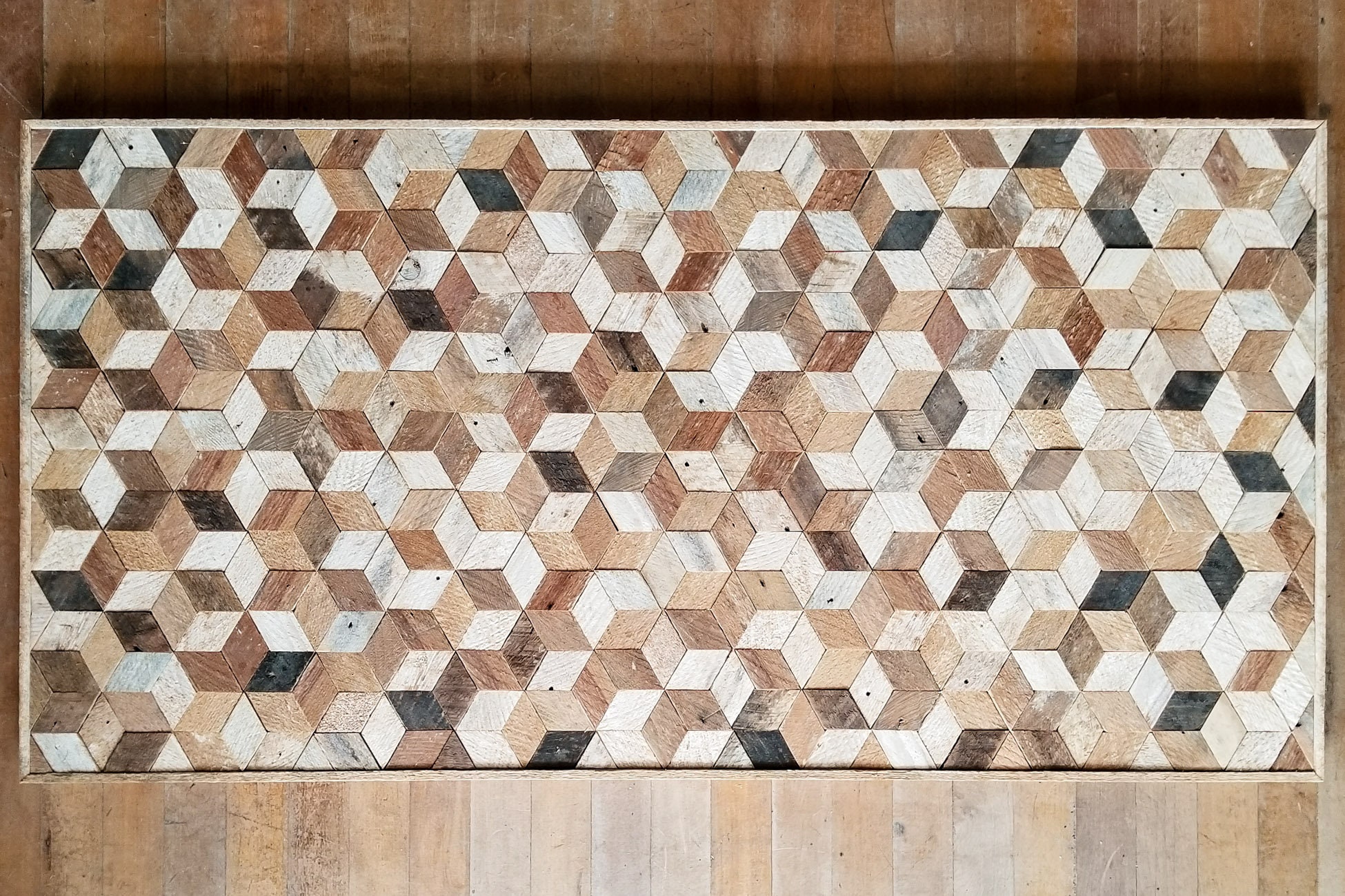 Reclaimed Wood Wall Art, Wood Wall Decor, Geometric Pattern, Large Wall