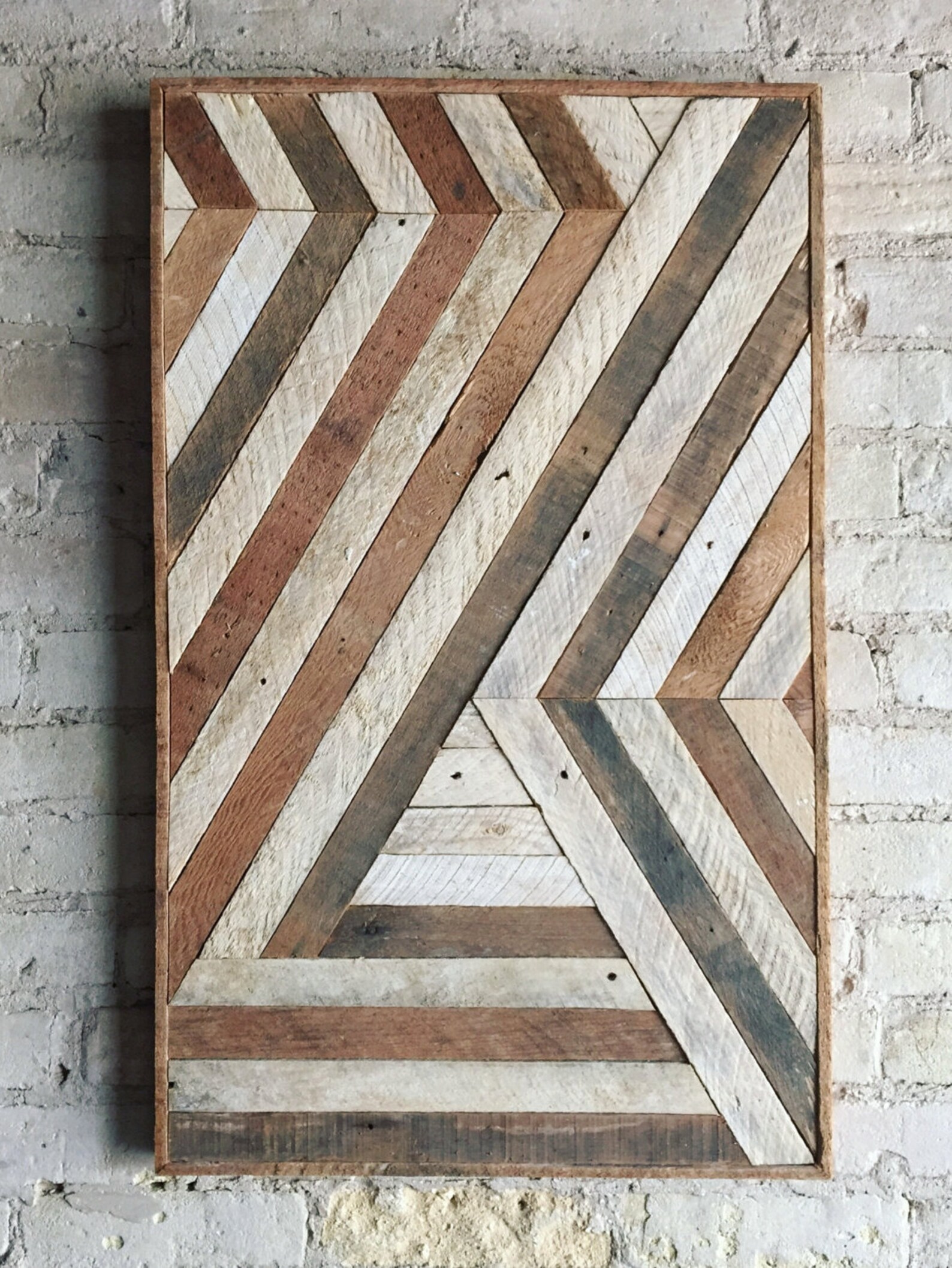 Reclaimed Wood Wall Art Wall Decor Abstract Chevron Etsy