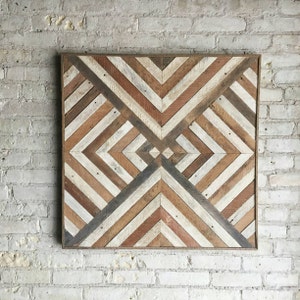 Reclaimed Wood Wall Art, Decor, Lath, Triangle, Diamond, Geometric, 30 x 30 Black Friday Sale