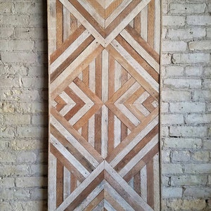 Reclaimed Wood Wall Art, Queen Headboard, Wood Wall Decor, Geometric Pattern 60 x 24 Black Friday Sale image 3