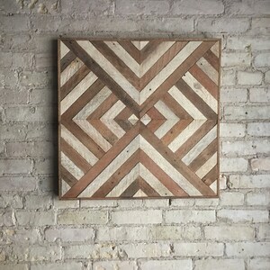 Reclaimed Wood Wall Art, Decor, Lath, Triangle Diamond Geometric Black Friday Sale image 3