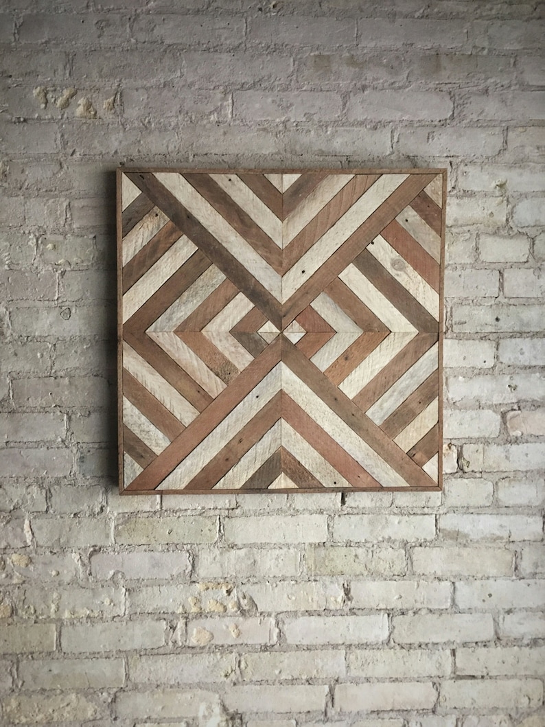 Reclaimed Wood Wall Art, Decor, Lath, Triangle Diamond Geometric Black Friday Sale image 3