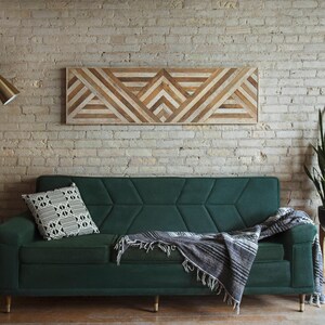 Reclaimed Wood Wall Art, Queen Headboard, Wood Wall Decor, Geometric Triangle Pattern, 60 x 18, Wood Headboard, Wood Wall Art, Rustic Art image 2